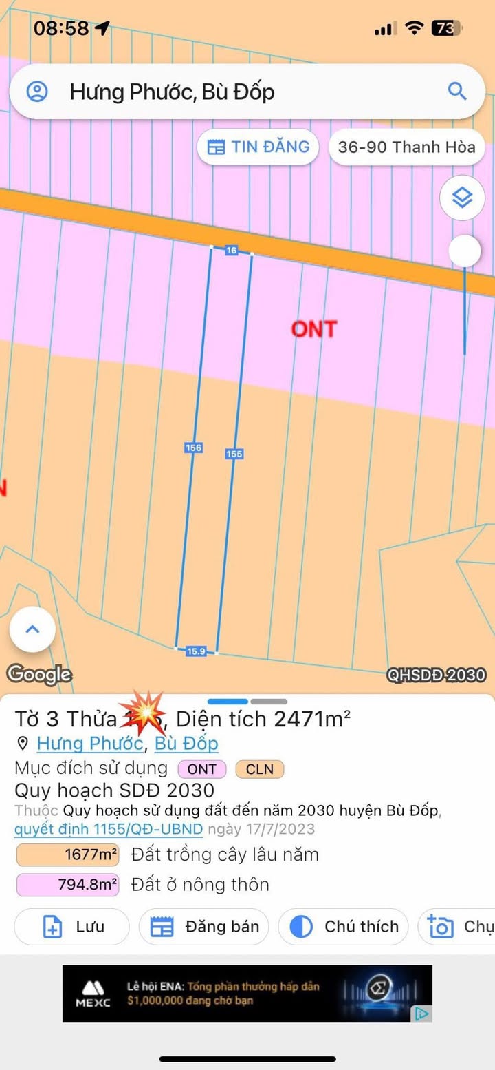 Đất nền Hưng Phước Bù Đốp 4680m² giá 950 triệu - Chủ cần tiền gấp, giảm 100 triệu!