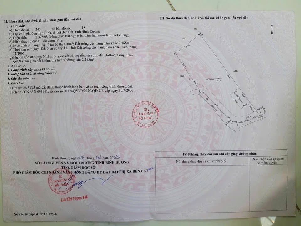 Đất thổ cư phường Hòa Lợi, Bến Cát 2325m² - Tiện ích xung quanh đa dạng!