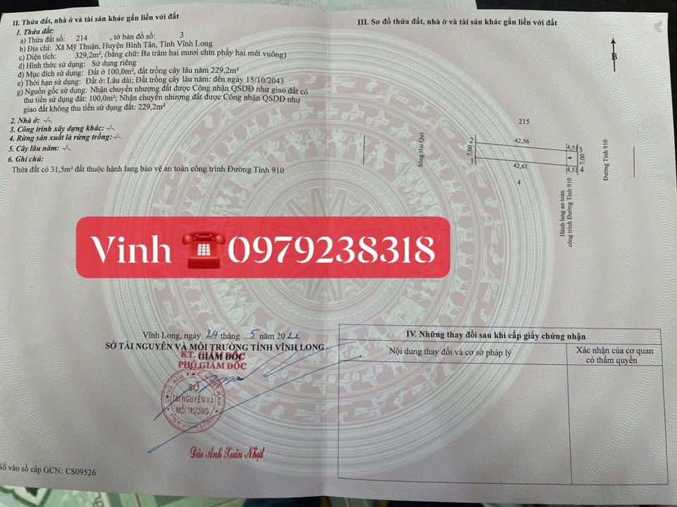 Đất nền mặt tiền Đường Huyện 910, Xã Mỹ Thuận, Bình Tân 329m² chỉ 1.15 tỷ - Cơ hội đầu tư hấp dẫn!