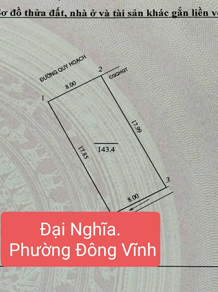 Đất nền khu đấu giá Đại Nghĩa - Phường Đông Vĩnh 143m² giá 6.75 tỷ - Đầu tư sinh lời cao!