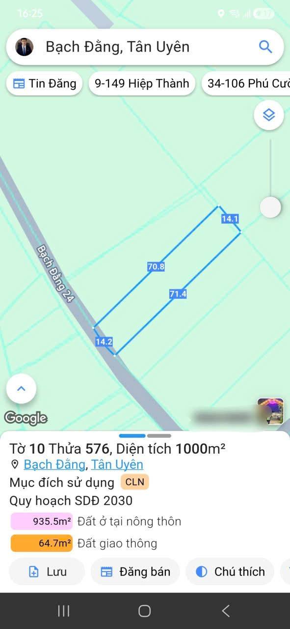 Đất nền Bạch Đằng Tân Uyên 1000m² giá 5 tỷ - Tiện nghi sống ven sông