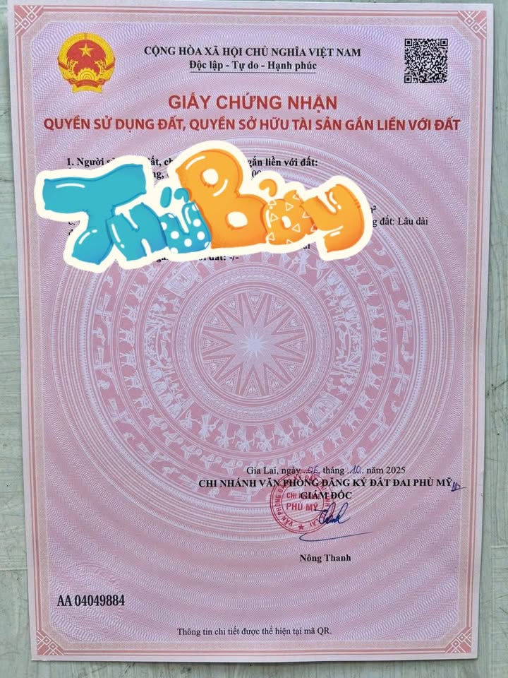 Đất thổ cư Phước Thành, Tuy Phước 95m² giá 439 triệu - Gần Ủy ban nhân dân!