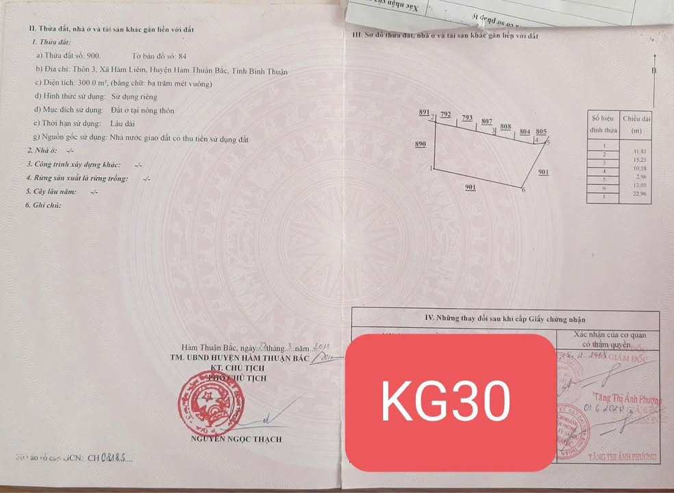 Đất ở nông thôn tại xã Hàm Liêm, huyện Hàm Thuận Bắc 300m² giá 2.3 tỷ - Sổ đỏ chính chủ!