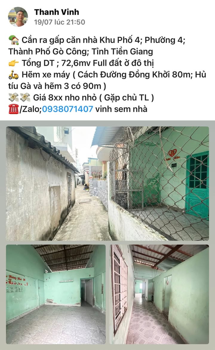 Nhà phố Gò Công 72m² giá 599 triệu - Giảm giá kịch sàn, nhanh tay sở hữu!