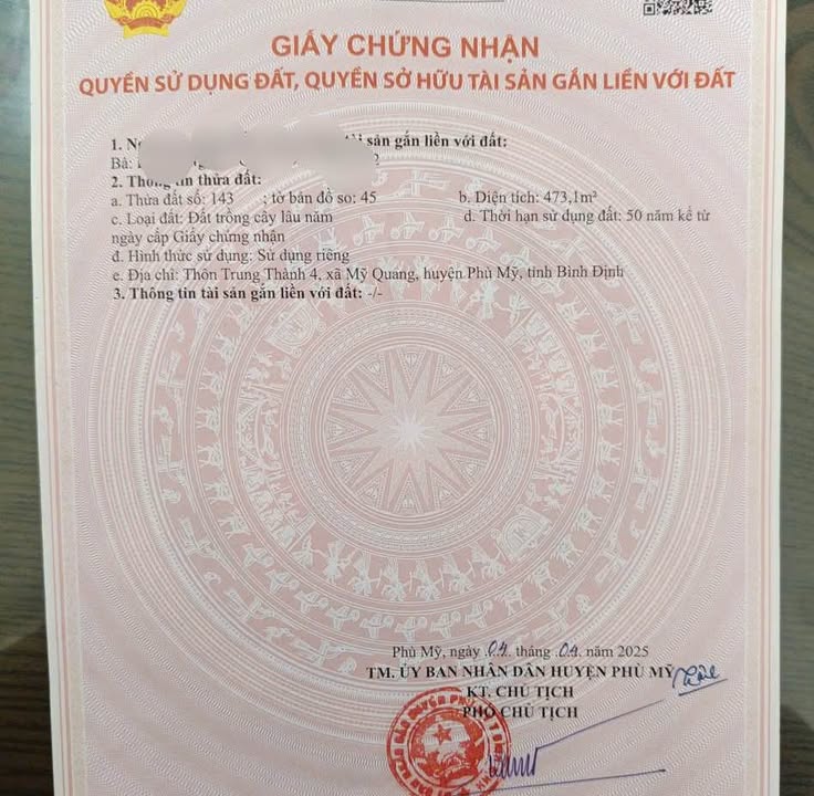 Đất thổ cư 500m² Mỹ Quang, Phù Mỹ chỉ 499 triệu - Cơ hội đầu tư tuyệt vời!