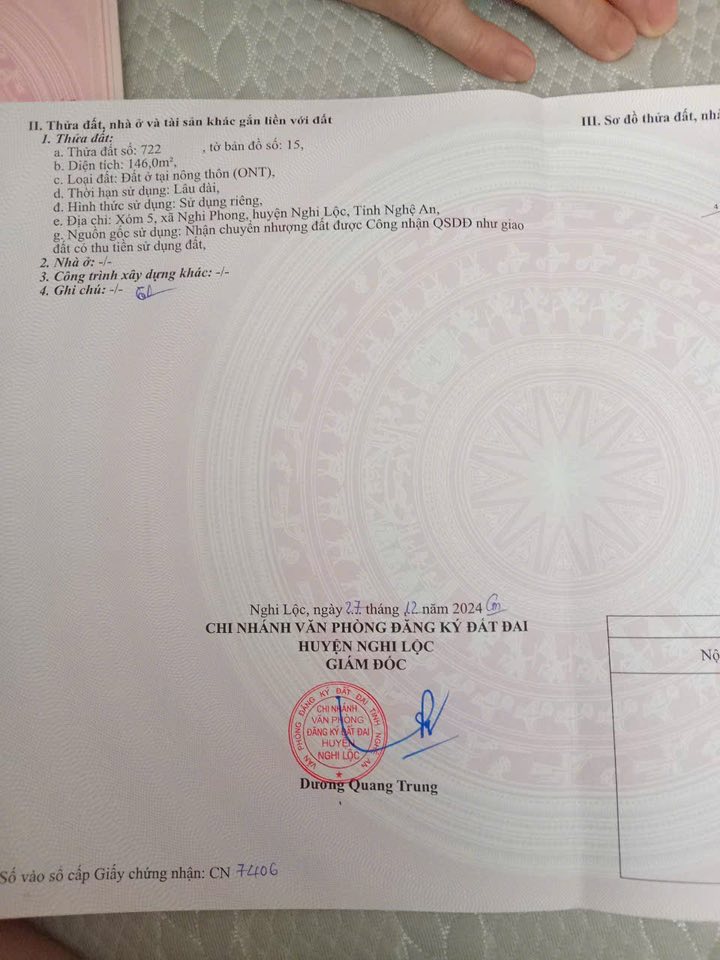 Đất Nền Khu Phố 5, Nghi Phong 146m² giá 1 tỷ - Đường Ô Tô Thoải Mái Ra Vào!