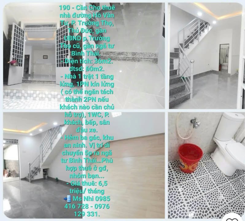 Nhà cho thuê đường Hồ Văn Tư, Thủ Đức 36m² - Khu an ninh, tiện nghi đầy đủ!