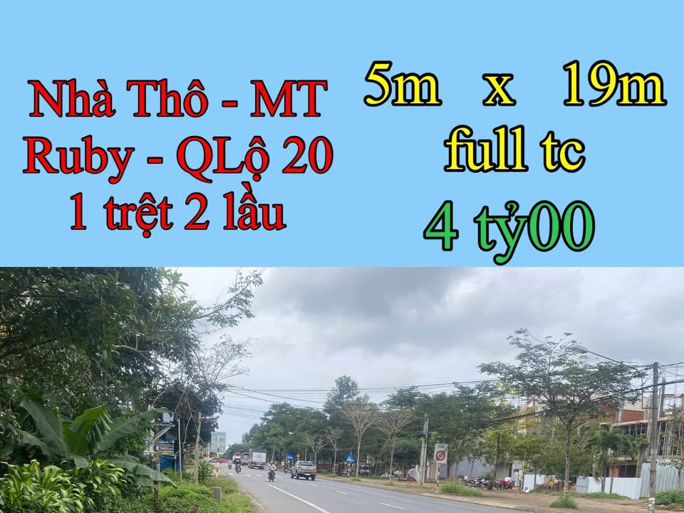 Nhà phố Ruby City Bảo Lộc 95m² giá 4 tỷ - Mặt tiền Quốc Lộ 20, kinh doanh thuận lợi!