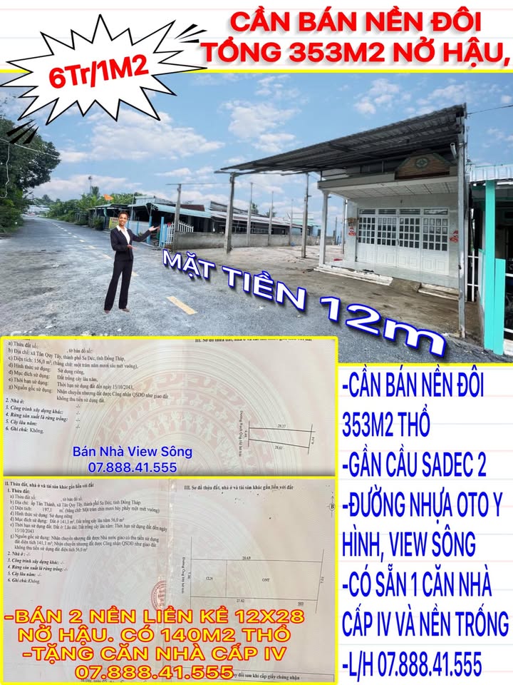 Đất nền 353m² nở hậu, view sông tuyệt đẹp tại Tân Qui Tây - Giá chỉ 2.118 tỷ!