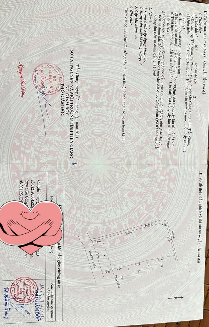 Đất nền 2 mặt tiền Tân Xuân - Phước Trung, Gò Công Đông 2200m² - Giá chỉ 1.3 tỷ, thương lượng!