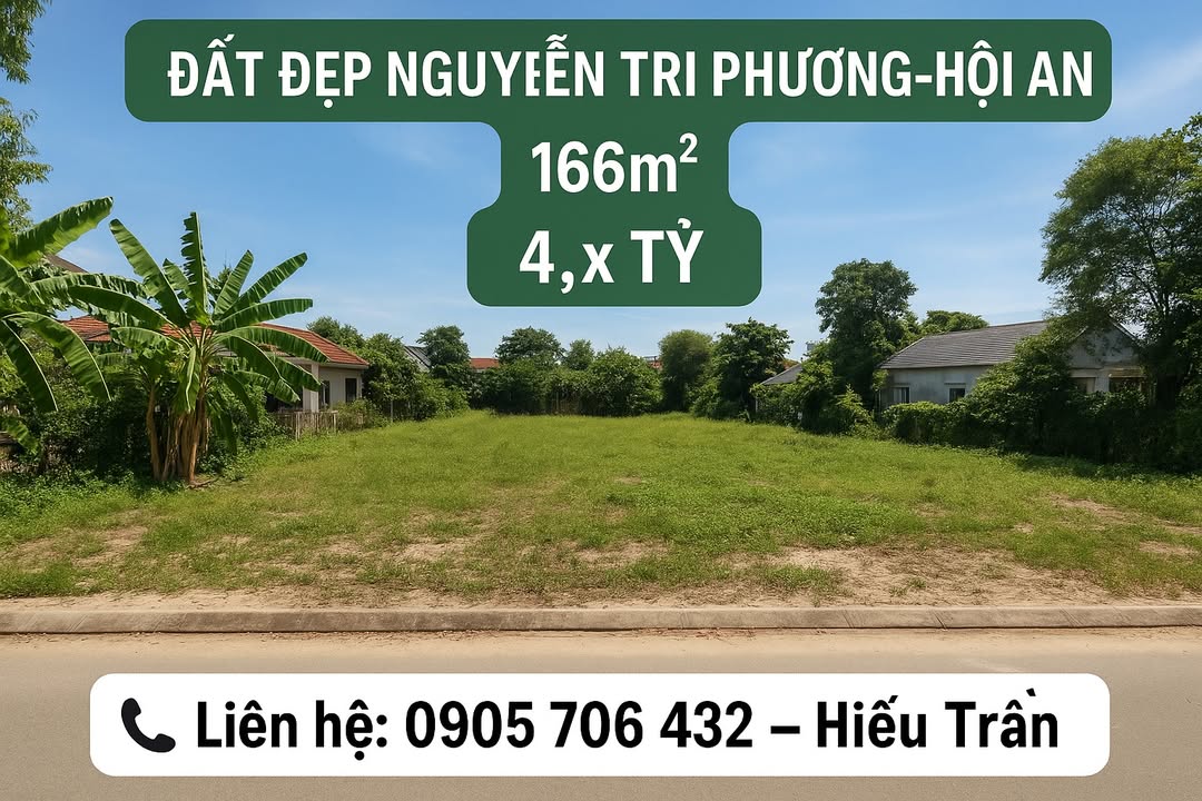Đất nền Nguyễn Tri Phương Hội An 166m² giá 4.x tỷ - Đầu tư an toàn, vị trí đắc địa!