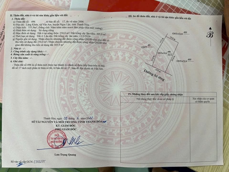 Đất Ngọc Lặc 555m² giá 200 triệu - Cơ hội đầu tư tuyệt vời!