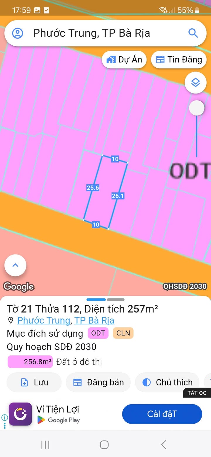 Đất nền Phước Trung, Bà Rịa - 250m² giá 9 tỷ - Mặt tiền đường nhựa thuận tiện!