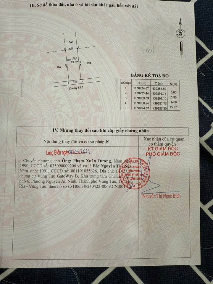 Bán đất thổ cư xã Phước Tỉnh, huyện Long Điền, Bà Rịa - Vũng Tàu 95.07m² giá 2.6 tỷ - Đầu tư lý tưởng!