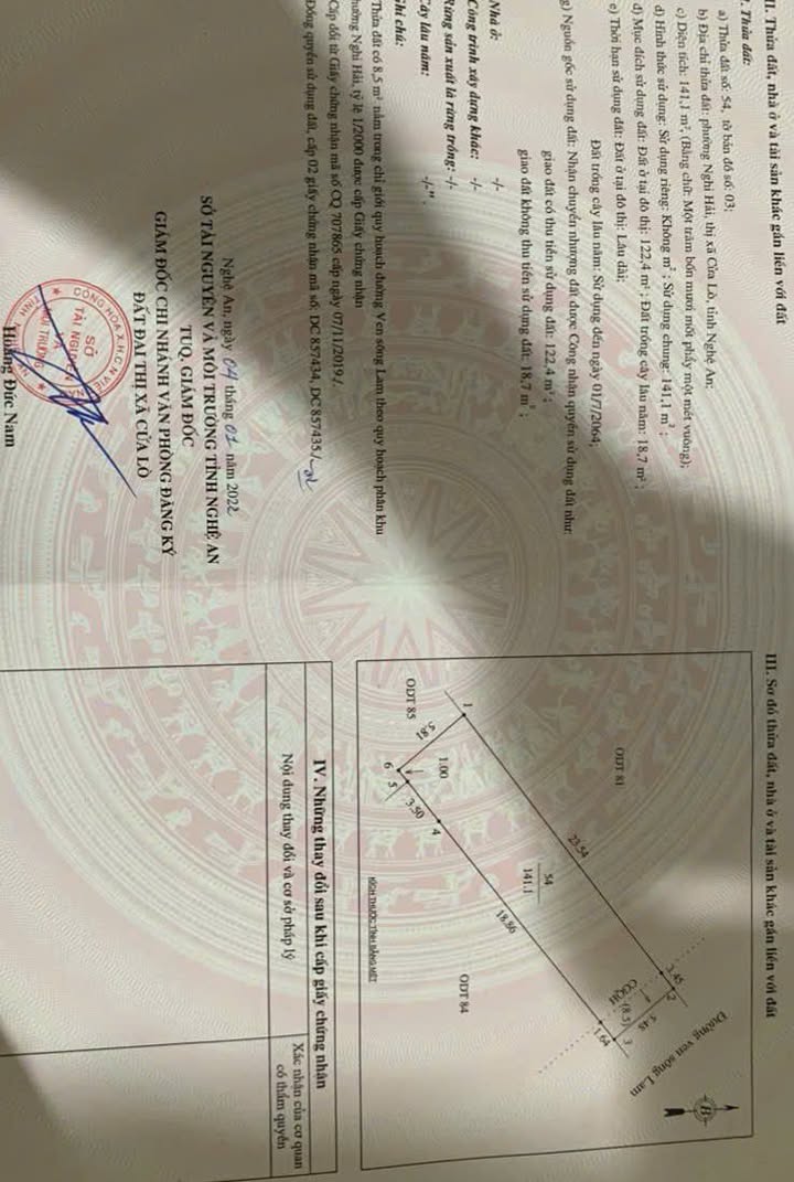 Bán đất đẹp đối diện Vinpearl Cửa Lò, Nghệ An 141.6m² giá 7.8 tỷ - Tiềm năng đầu tư lớn!