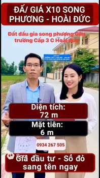 Đất nền 72m² tại Song Phương, Hoài Đức - Giá tốt cho nhà đầu tư!