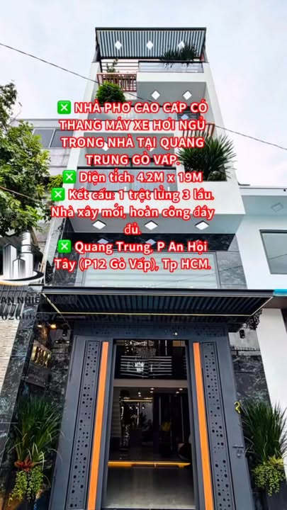 Nhà phố cao cấp Quang Trung Gò Vấp 79m² giá thỏa thuận - Thiết kế sang trọng, thang máy tiện nghi!