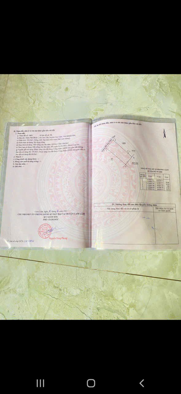 Đất thổ cư 240m² tại Cam Tân, Cam Lâm - Giá chỉ 1.3 tỷ, cơ hội đầu tư hấp dẫn!