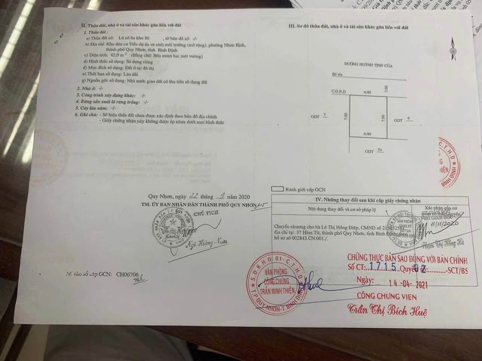 Đất mặt tiền Đường Huỳnh Tịnh Của, Quy Nhơn 42m² giá 2 tỷ - Gần sông thoáng mát!