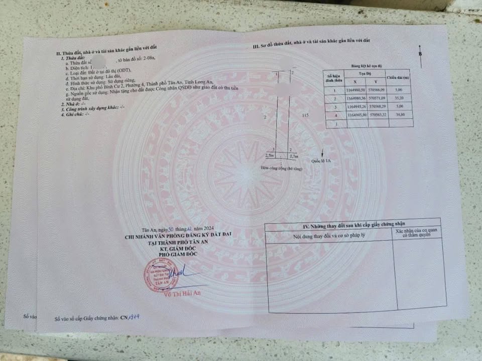 Đất nền Tân An 175m² giá 1 tỷ - Cơ hội đầu tư hấp dẫn!