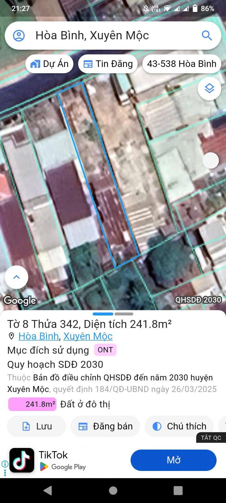 Đất nền 240m² tại Hòa Bình, Xuyên Mộc - Giá đầu tư, tiềm năng sinh lời cao!