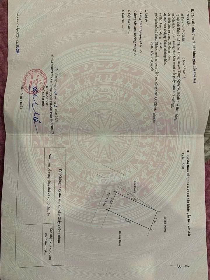 Lô đất 61.5m² phường Thiên Hương, Thủy Nguyên - Đầu tư sinh lời ngay!