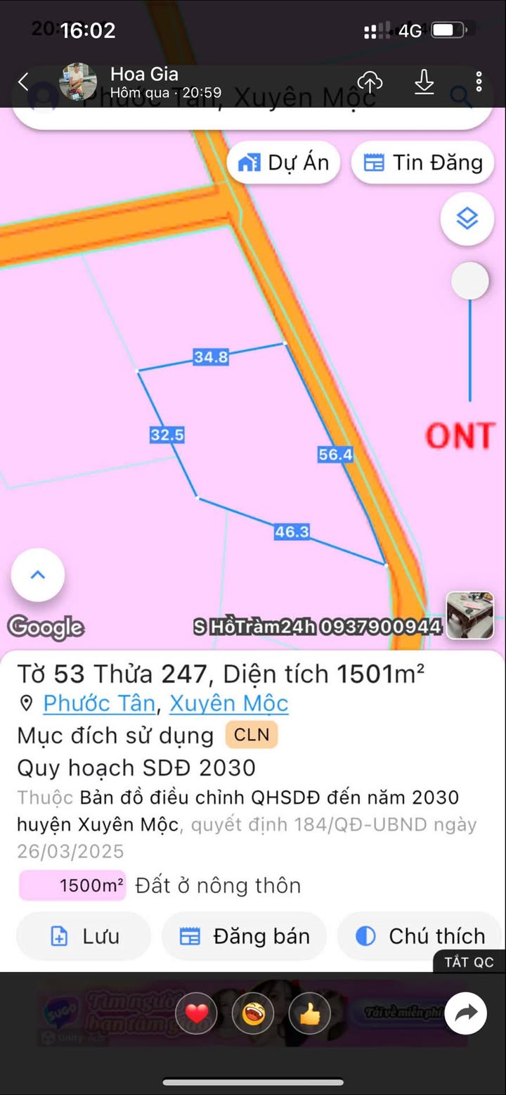 Đất thổ cư Phước Tân Xuyên Mộc 350m² giá chỉ 1.2 tỷ - Đầu tư sinh lời!