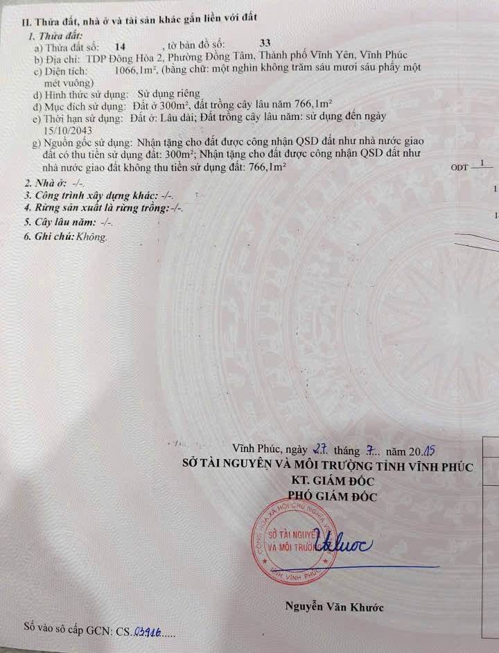 Đất thổ cư 1000m² Phường Đồng Tâm Vĩnh Yên giá chỉ 11 triệu/m² - Cơ hội đầu tư tuyệt vời!