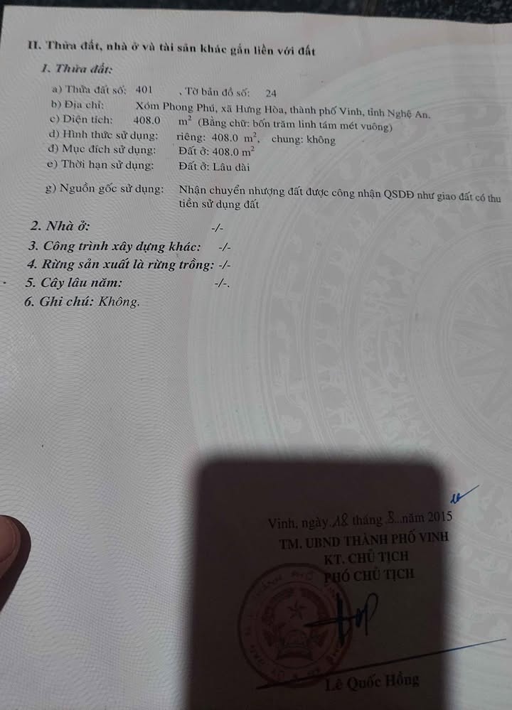Đất nền Xóm Phong Phú, Trường Vinh 408m² giá 4 tỷ - Cơ hội đầu tư lý tưởng!