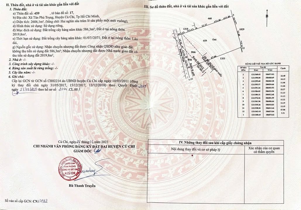 Đất nền Tân Phú Trung, Củ Chi 2600m² giá 14.2 tỷ - Đầu tư sinh lời tuyệt vời!