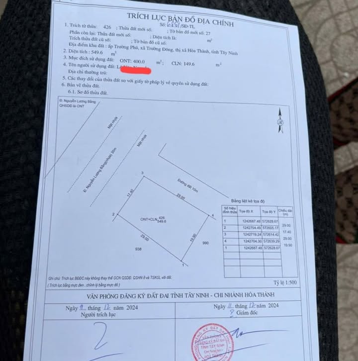 Đất thổ cư Hẻm 40 Nguyễn Lương Bằng 505m² giá 200 triệu - Tiềm năng đầu tư lớn!