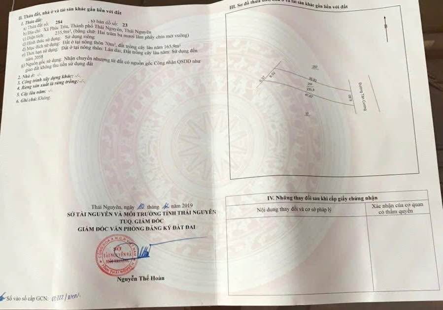 Đất thổ cư chính chủ Tân Cương 235m² giá 3 tỷ - Vị trí đắc địa gần sân vận động!