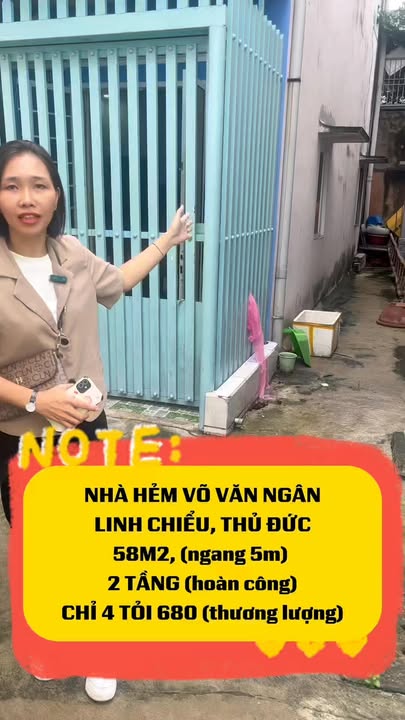 Nhà hẻm Võ Văn Ngân, Thủ Đức 58m² giá 4.68 tỷ - Vị trí thuận lợi gần Vincom
