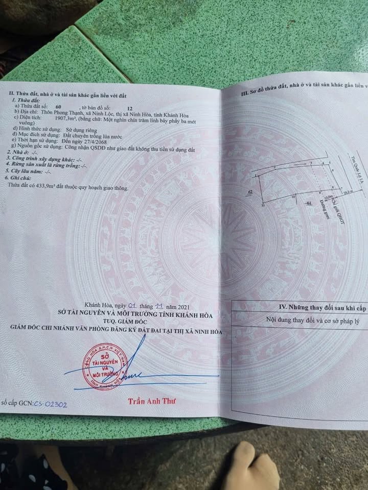 Đất lúa mặt tiền Quốc lộ 1A, Ninh Lộc, 14400m² - Giá yêu thương chờ đón bạn!