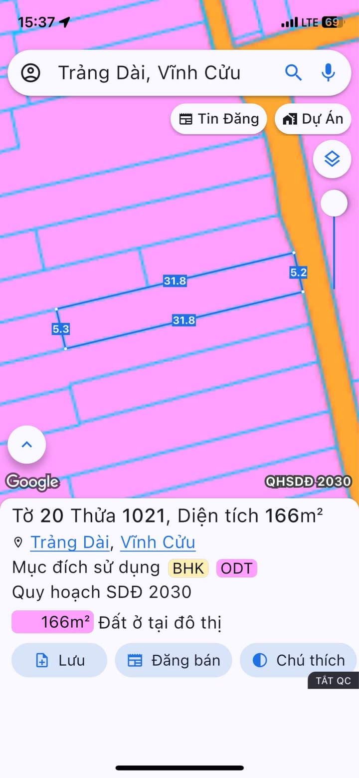 Đất thổ cư Trảng Dài 166m² giá 3.15 tỷ - Vị trí đẹp, đầu tư sinh lời!
