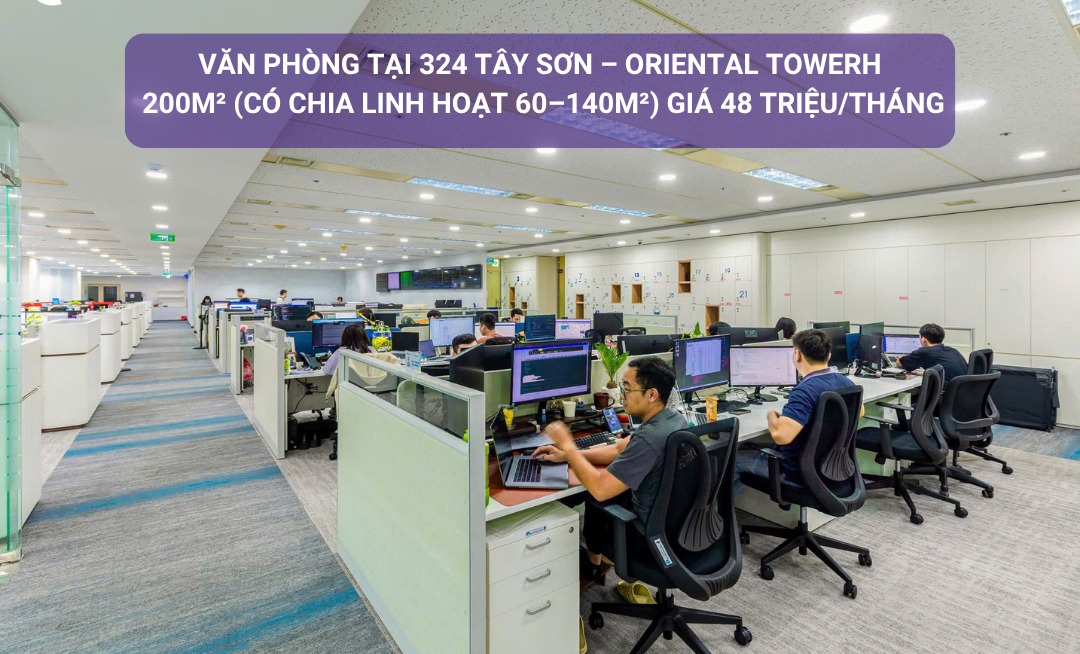 Văn phòng cho thuê tại 324 Tây Sơn, Đống Đa, 200m² - Tầm nhìn đẹp, an ninh 24/7