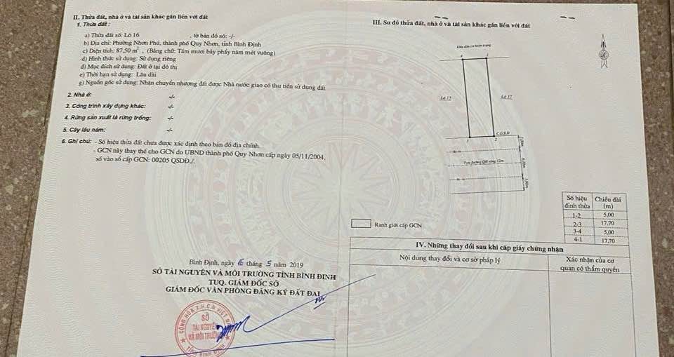 Đất nền mặt tiền gần Trường Học Ischool, Quy Nhơn, 87.5m² - Giá chỉ 1.97 tỷ!