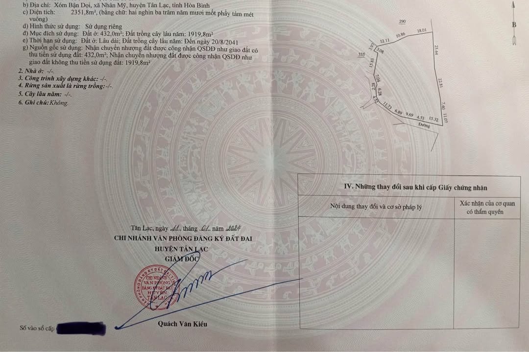 Đất vườn 2315m² tại xã Nhân Mỹ, huyện Tân Lạc - Cơ hội đầu tư hấp dẫn!