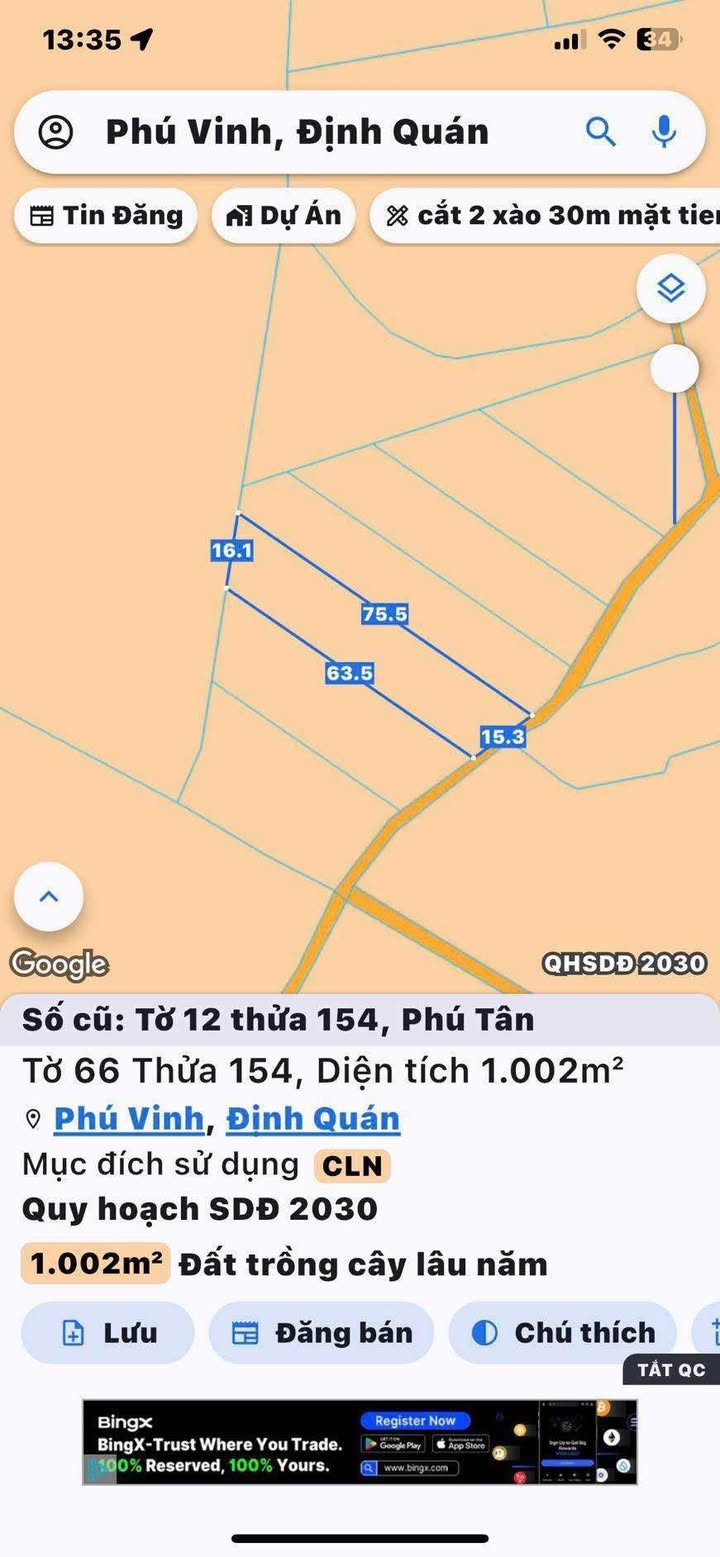 Đất nền Phú Tân Định Quán 3600m² giá 570 triệu - Cơ hội đầu tư hấp dẫn!
