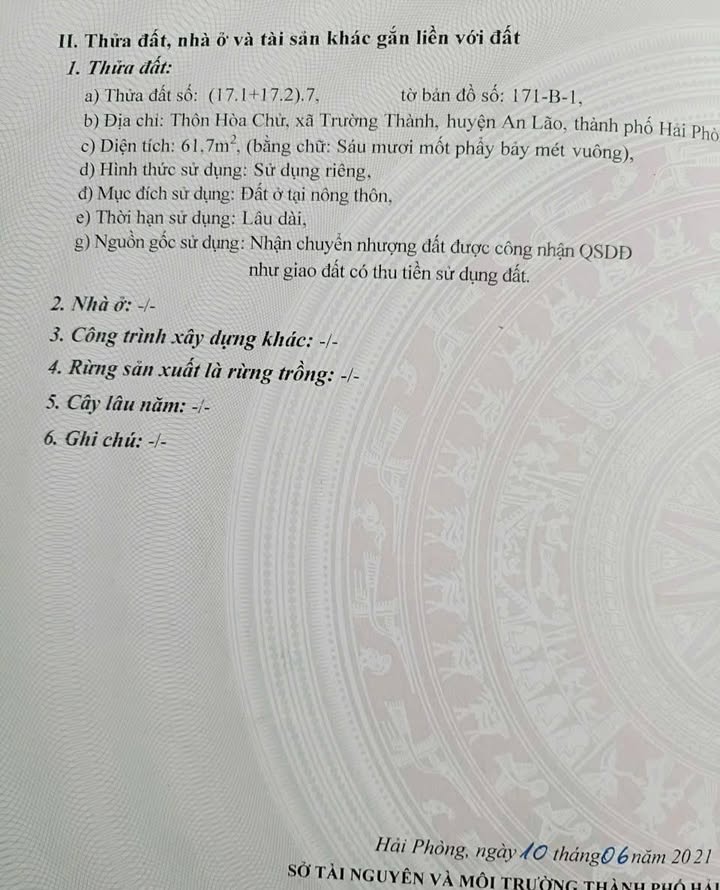 Đất nền Trường Thành, An Lão 62m² giá 800 triệu - Cơ hội đầu tư hấp dẫn!