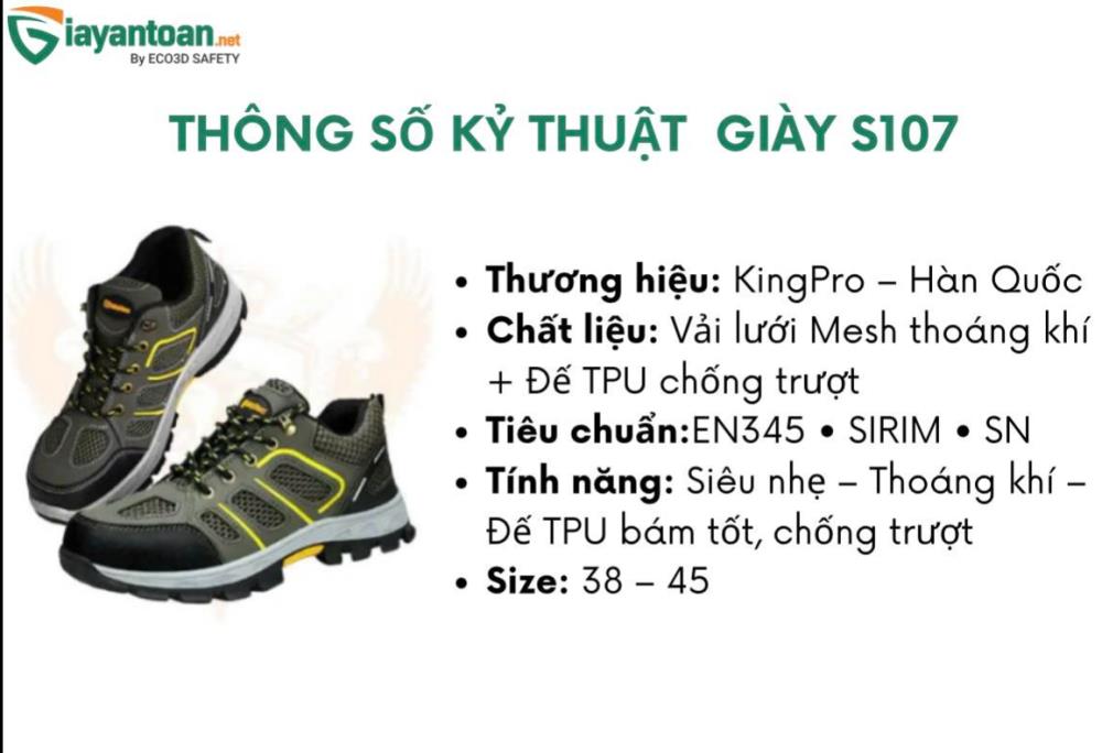 Giày bảo hộ Kingpro Galaxy S107 tại Gò Vấp - Nhẹ, thoáng khí và an toàn tuyệt đối!