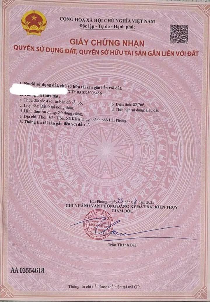 Đất nền Hữu Bằng, Kiến Thụy 82,7m² giá 1 tỷ - Mặt ngõ quy hoạch 6m!