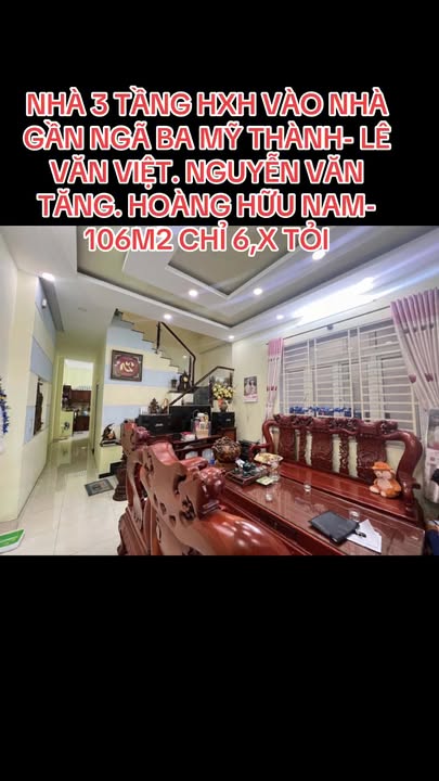Nhà 3 tầng hẻm xe hơi Lê Văn Việt 124m² chỉ 6 tỷ - Tiện ích đầy đủ!