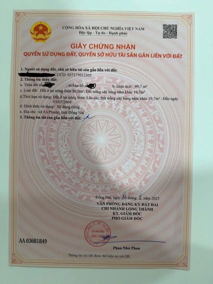 Lô đất đẹp An Phước, Long Thành 99m² giá 4.25 tỷ - Pháp lý rõ ràng!