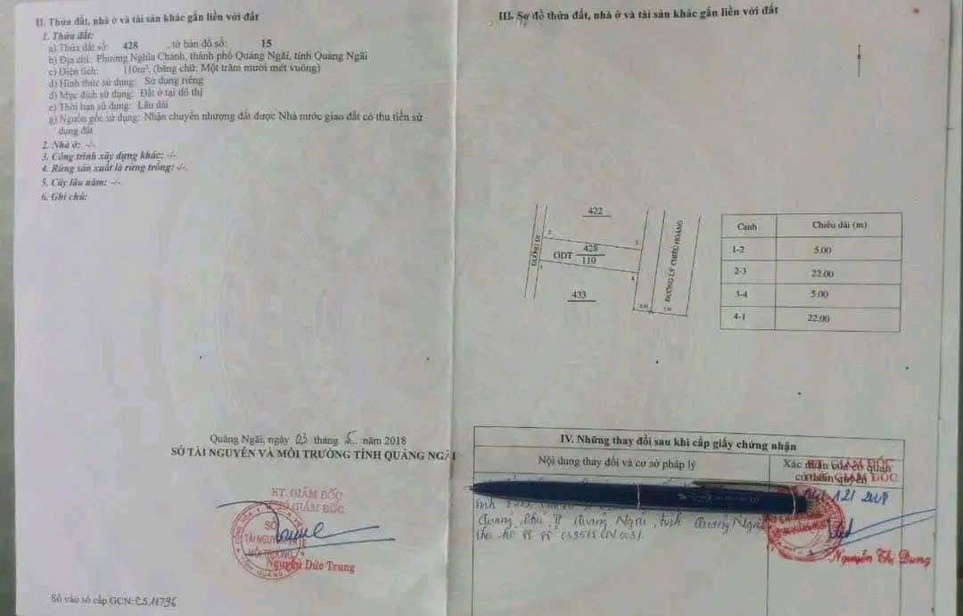 Lô đất mặt tiền đường Lý Chiêu Hoàng, Quảng Ngãi 110m² giá 1.65 tỷ - Đầu tư sinh lời ngay!