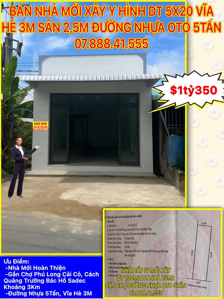 Nhà mới xây tại Phú Long, Sa Đéc 100m² giá chỉ 1.35 tỷ - Cơ hội không thể bỏ lỡ!