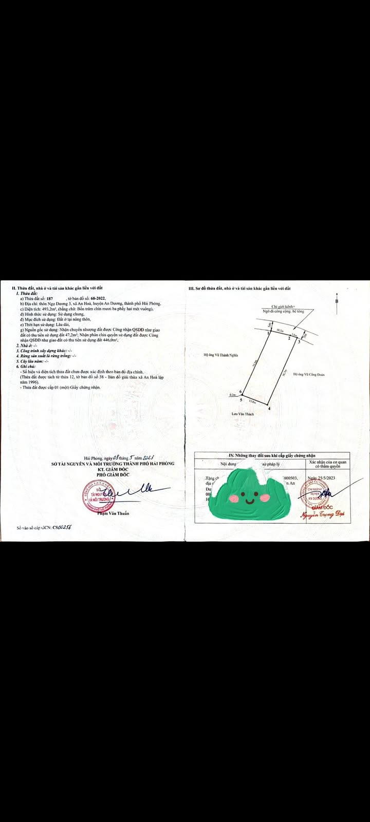 Đất thổ cư 493m² tại Ngọ Dương, An Hoà, An Dương - Cần thanh khoản gấp!