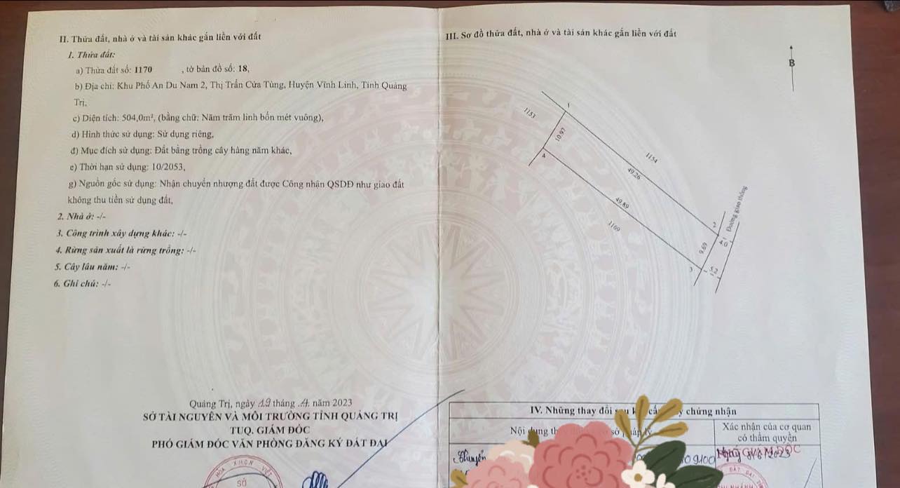 Lô đất 500m² tại thị trấn Cửa Tùng giá chỉ 87 triệu - Cơ hội đầu tư tuyệt vời!