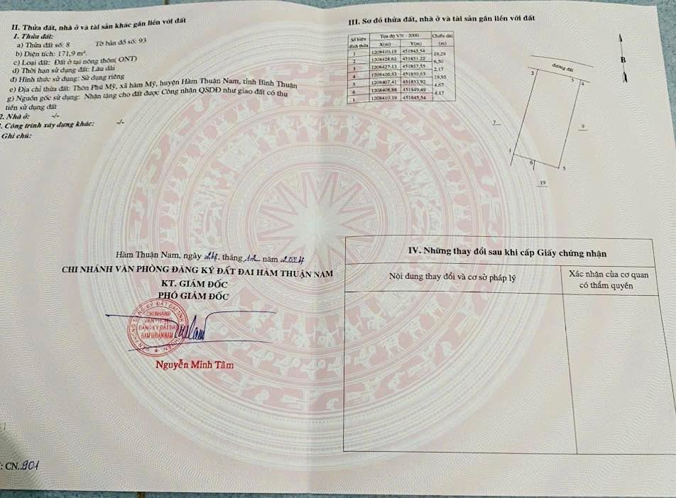 Đất thổ cư 171m² xã Tuyên Quang, Bình Thuận - Giá chỉ 1.2 tỷ, cơ hội đầu tư tuyệt vời!