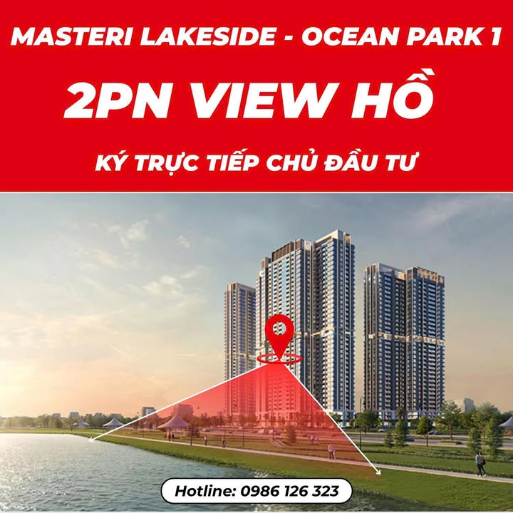 Căn hộ 2PN Masteri Lakeside Gia Lâm 70m² - View Hồ điều hòa tuyệt đẹp!